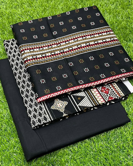 Almirah Printed Lawn Collection – 3PC Black Unstitched Dress