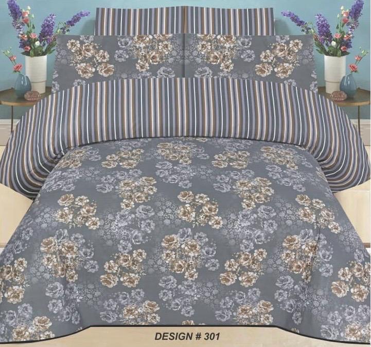 ChenOne – Grey Classic Floral Bedsheet – Design 301
