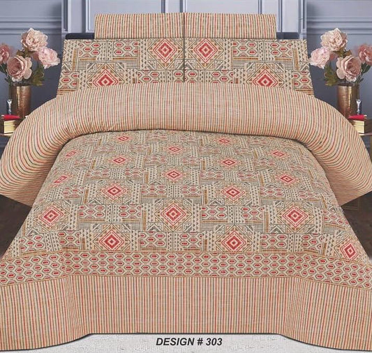 ChenOne – Beige Tribal Geometric Bedsheet – Design 303