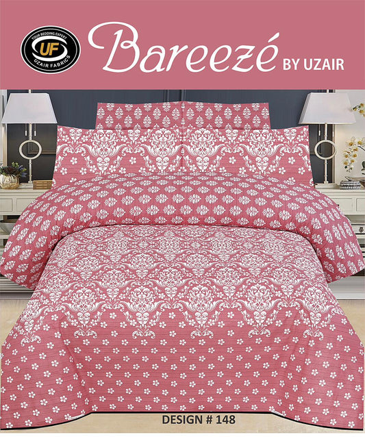 Bareezé Premium Cotton Bedsheet – Pink Royal Damask Pattern – Design 148